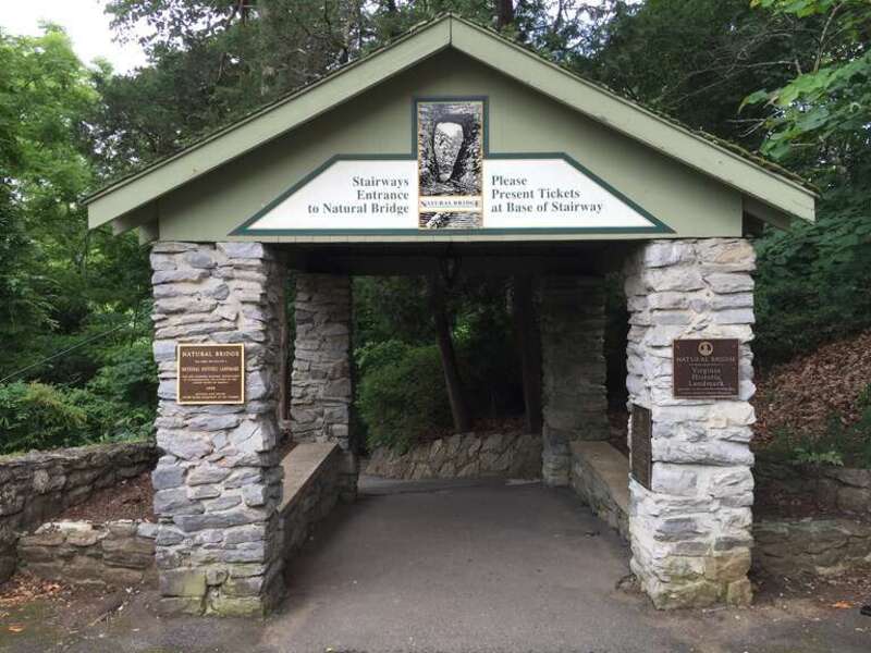 Entrance to the stairs leading to the bottom of the Natural Bridge in Natural Bridge, Rockbridge County, Virginia