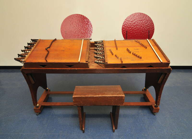 Harry Partch's Castor &amp;amp; Pollux, his Harmonic Canon II. Photographed at the Harry Partch Institute at Montclair State University.