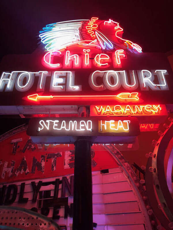 Chief Hotel Court sign at the Neon Museum in Las Vegas, Nevada