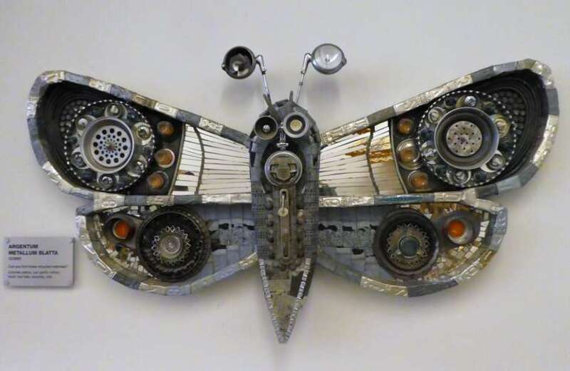 COSI, the Center of Science and Industry, is a science museum in downtown Columbus, OH.
I have visited the museum many times with my Ohio grandchildren.  I enjoy the visits very much.
These are butterflies made of recycled material.  They are created