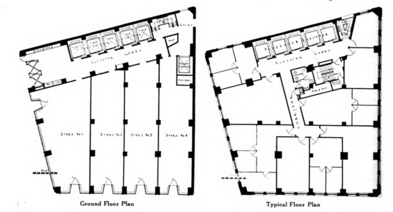 Original floor plans of Eaton Tower, now Broderick Tower, 10 Witherell Street, Detroit, Michigan. Image date 1927. Building completed in 1928. Extensive renovations have occurred since these plans were created.