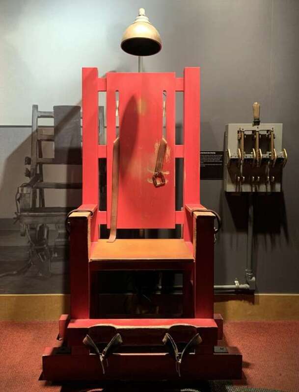 An electric chair at the Mob Museum in Las Vegas, Nevada.
