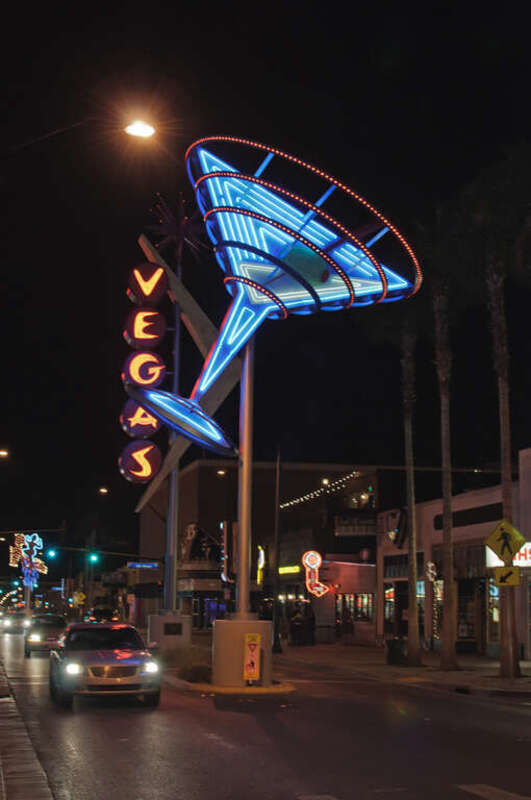 Fremont East section of Fremont Street in Downtown Las Vegas.. 

Fremont East is the few blocks of Fremont Street just east of Las Vegas Boulevard. It is home to a few vintage neon signs as seen here, curated by the Neon Museum Las Vegas.