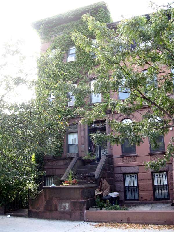 Looking southwest and up at en:Kurdish Heritage Foundation of America at 144 Underhill Avenue on a mostly sunny early afternoon for WTM Goal #J14.