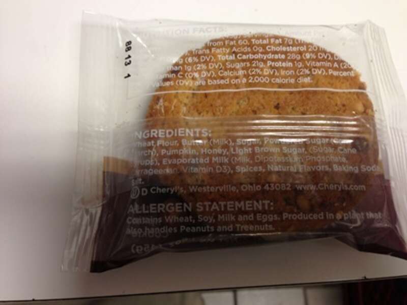 May 30, 2013 – Product Recall – Cheryl's Issues A Voluntary Nationwide Recall On Its 1.6 oz. Buttercream Frosted Cinnamon Pumpkin Cookies Due To Undlecared Peanuts. For additional information, please refer to the company issued press release