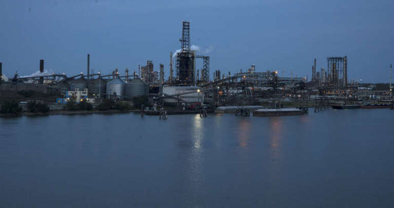 500px provided description: oil refinery on the banks of mississippi rever in new orlance.  the sun has set and the lingering light gave this beautiful view captured by D600 [#rEFINERY ON THE BANKS OF mISSISSIPPI]