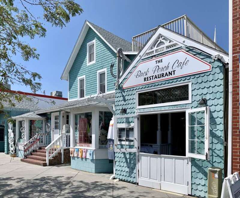 Shops along Rehoboth Avenue in Rehoboth Beach, Delaware.