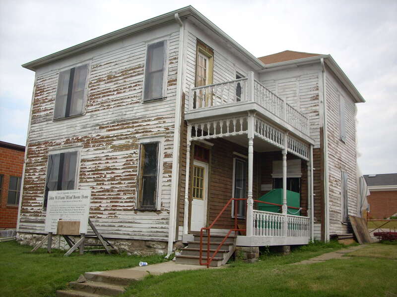 Photograph of the J. W. 'Blind' Boone House in Columbia, MO.  The house is currently under restoration.