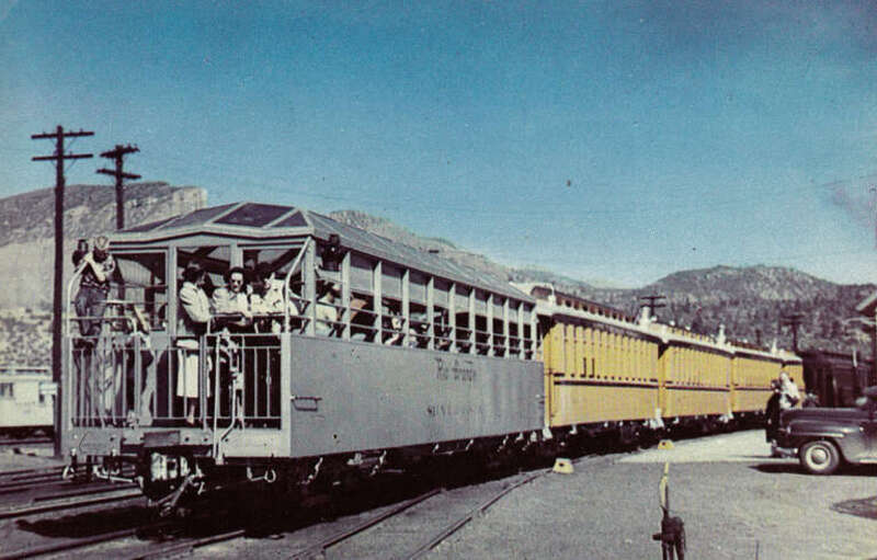 Photo of the Denver and Rio Grande's glass-topped observation car &quot;Silver Vista&quot;.  The railroad built the car to attract tourists in 1947, but it was destroyed by a fire in 1953.  A working replica of it wasn't built until 2006.
