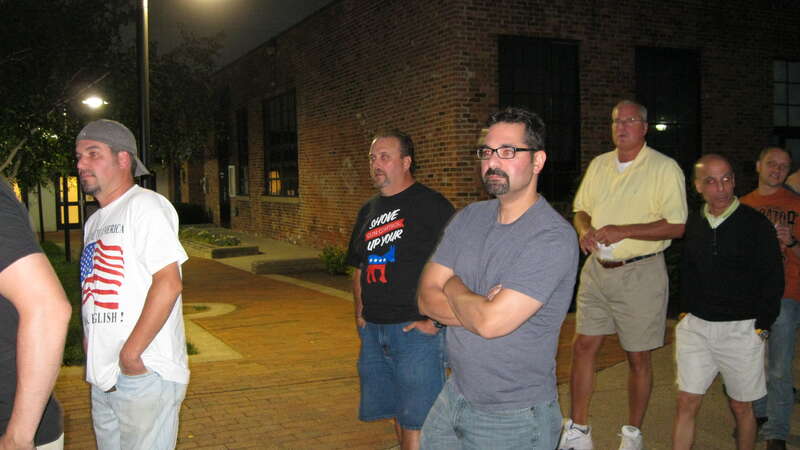 People stand in line outside Toad's Place concert hall in New Haven, CT on 8/6/13 to see Ted Nugent. A protest event was held outside in response to inflammatory remarks made by Ted Nugent regarding the shooting of Trayvon Martin.
