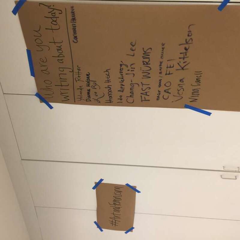 The writing on the wall at the Walker Art Center Art + Feminism Wikipedia Edit-a-Thon.