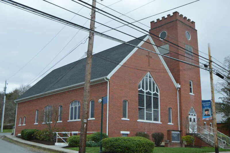 Front and northern side of White Sulphur Springs Presbyterian Church, located on W. Main Street (U.S. Route 60) in White Sulphur Springs, West Virginia, United States.