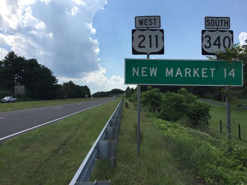View west along U.S. Route 211 and south along U.S. Route 340 (Lee Highway) just west of Hawksbill Street in Luray, Page County, Virginia