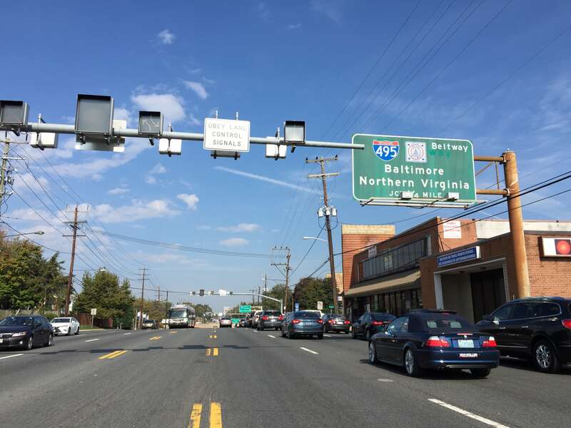 View north along Maryland State Route 97 (Georgia Avenue) between White Oak Drive and Flora Lane in Silver Spring, Montgomery County, Maryland