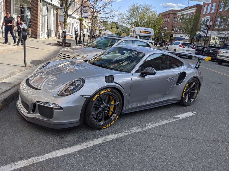 2016 Porsche 991 GT3 RS on Main Street in downtown Hanover, New Hampshire.