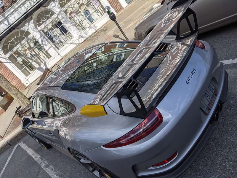 2016 Porsche 991 GT3 RS on Main Street in downtown Hanover, New Hampshire.