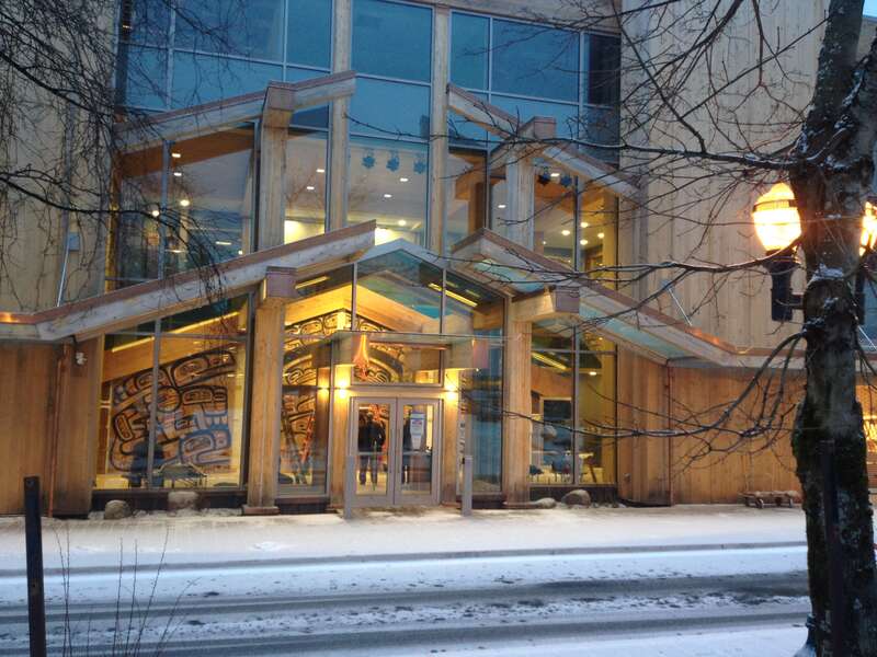 Finishing touches to the Walter Soboleff Building, on Front and Seward St, Juneau Downtown Historic District, Southeast Alaska.