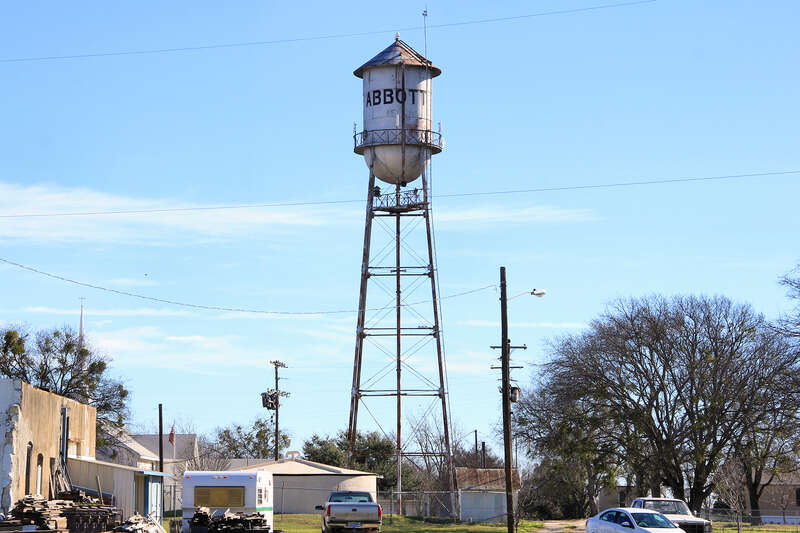 Historic water tower in Abbott, Texas, United States.