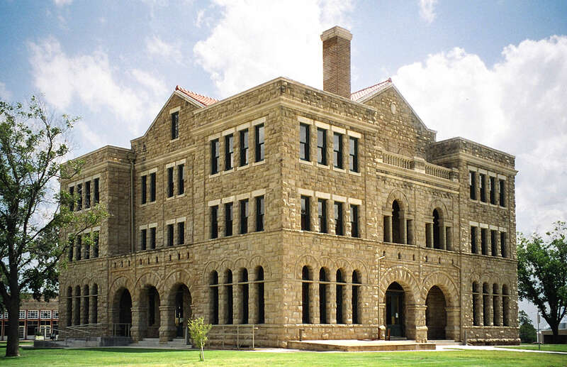 The Archer County, Texas courthouse located in Archer City, Texas, United States was completed in 1892, architect Alonzo N. Dawson (aka A.N. Dawson). The Romanesque Revival style structure was built of brown quarry-faced sandstone obtained from a
