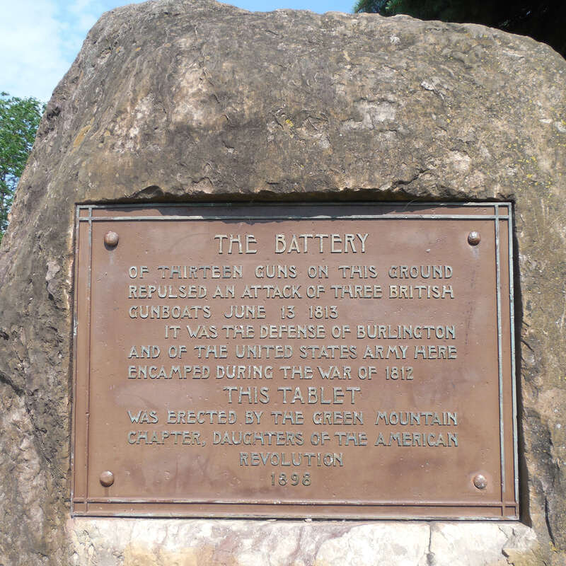 Tablet for Battery Park in Burlington, Vermont (dedicated in 1898)