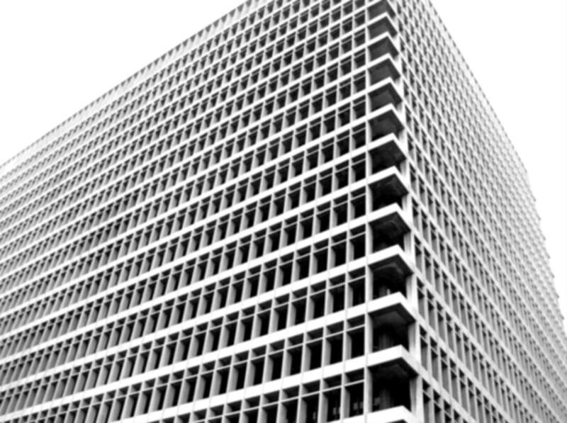 Black &amp;amp; white photograph of the C.S. Foltz Criminal Justice Center building on 210 W. Temple Street in downtown Los Angeles, California.
The photograph was taken with a Nikon Coolpix e3200 digital camera and edited (for color balance, brightness