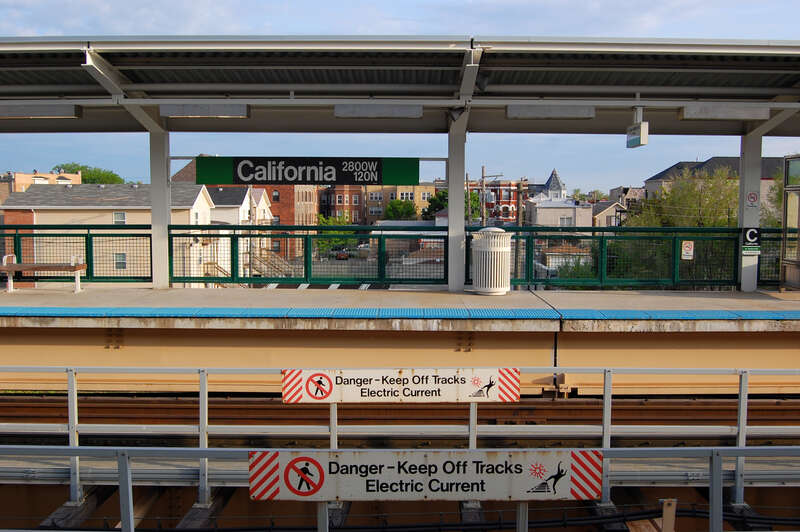 California stop, CTA Green Line. Chicago, Illinois, USA.