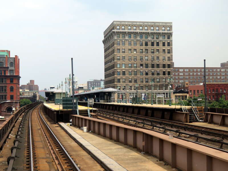 Harlem-125th Street station viewed from the rear of a Grand Central-bound New Haven Line train in July 2019