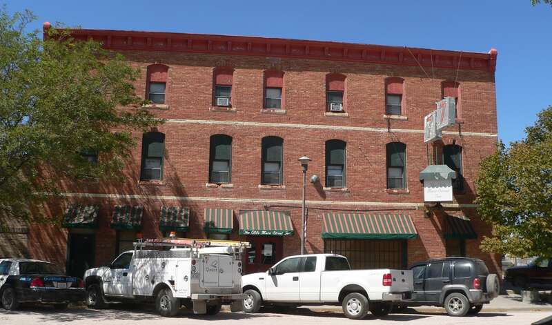 Hotel Chadron in Chadron, Nebraska; seen from the east.  The Italianate building was constructed in 1890.  It is listed in the National Register of Historic Places.