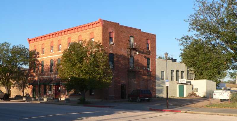 Hotel Chadron in Chadron, Nebraska; seen from the northeast.  The Italianate building was constructed in 1890.  It is listed in the National Register of Historic Places.