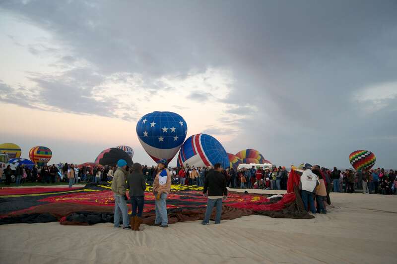 Due to the weather conditions, a full Mass Ascension is not going to happen. Balloons will either stand up for display or go when they wish. In the end, most flew. It was very cool how close you could get to the crews. Albuquerque International