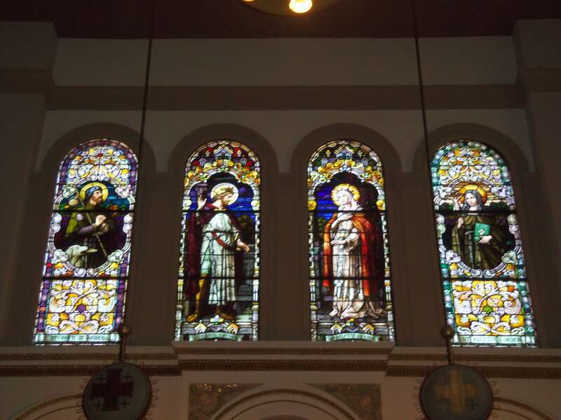Stained glass windows in the Memorial Church of the Holy Sepulchre at the Mount St. Sepulchre Franciscan Monastery in Northeast Washington, D.C.