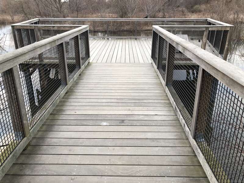 Observation platform in the Alewife Brook Reservation in March 2020