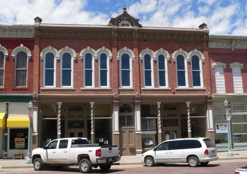 Opera House, located at 413 N. Webster in Red Cloud, Nebraska.  It was constructed in 1885.  The building is part of Red Cloud's Main Street Historic District, which is listed in the National Register of Historic Places.  It is also separately listed