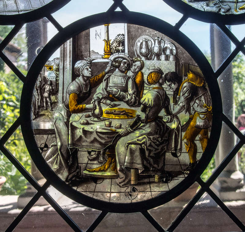 Roundel with Sorgheloos (&quot;Carefree&quot;) with Easy Fortune, ca. 1520-25, at the Met Cloisters. collection link.