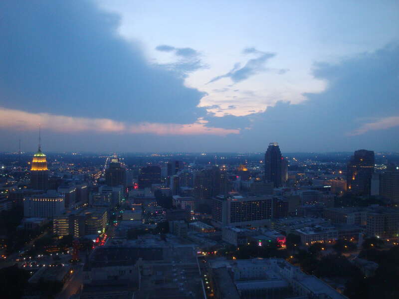 Appears to be a cityscape view of San Antonio from the Marriott Rivercenter.