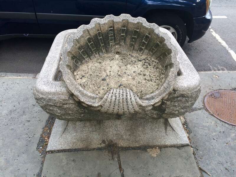 Stone Horse Trough in front of Chancellor Green Hall on Nassau Street in Princeton, New Jersey.  Originally placed at the head of Witherspoon Street in 1894, moved to its current location in 1904 to make way for FitzRandolph Gate.