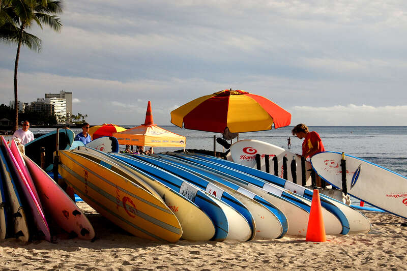 So, there are a lot of options on surfboard rentals on Waikiki beach. Lots of spots right on the beach actually, so why would you go anywhere else.