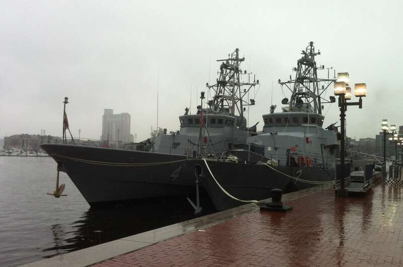 BALTIMORE, Md. (Nov. 16, 2011) The Cyclone-class coastal patrol ships USS Hurricane (PC 3) and USS Monsoon (PC 4) arrive in Baltimore's Inner Harbor. The two ships are in town to take part in Maryland's Star-Spangled Bicentennial Launch.  (U.S. Navy