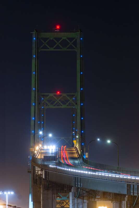 View of the Vincent Thomas Bridge in San Pedro, CA. Taken from the Knob Hill Little League Field.