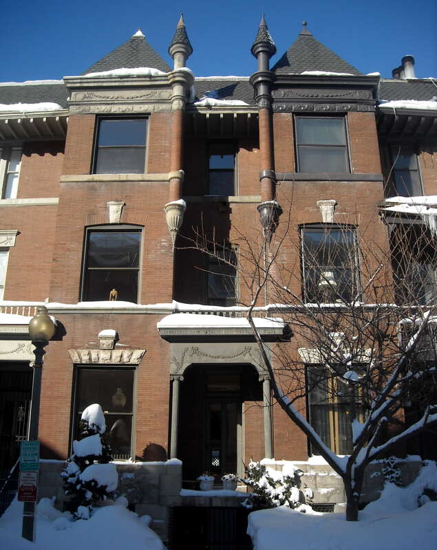Row houses located at 1410–1412 Hopkins Street, N.W., (between 20th, 21st, O and P Streets, N.W.) in the Dupont Circle neighborhood of Washington, D.C., following the Second North American blizzard of 2010.  Built by Joseph A. Blundon in 1896, to the