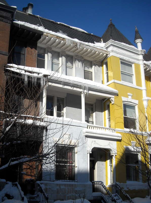 A converted row house located at 1414 Hopkins Street, N.W., (between 20th, 21st, O and P Streets, N.W.) in the Dupont Circle neighborhood of Washington, D.C., following the Second North American blizzard of 2010.
Built in 1897, the Italianate,