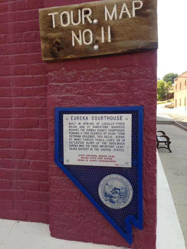 Historical marker at the Eureka Courthouse on U.S. Route 50 in Eureka, Nevada