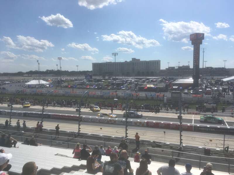 Qualifying for the 2017 AAA 400 Drive for Autism at Dover International Speedway viewed from the frontstretch.