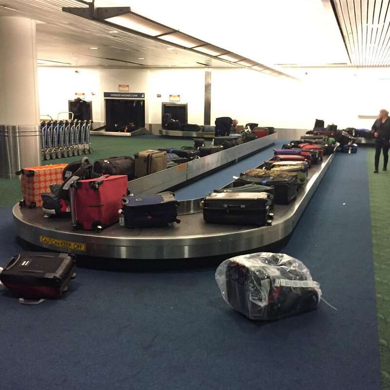 I wonder TF happened here? Lots of abandoned bags on an unmoving carousel.