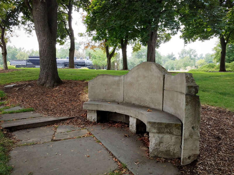 A bench near Boise Depot and Platt Gardens.