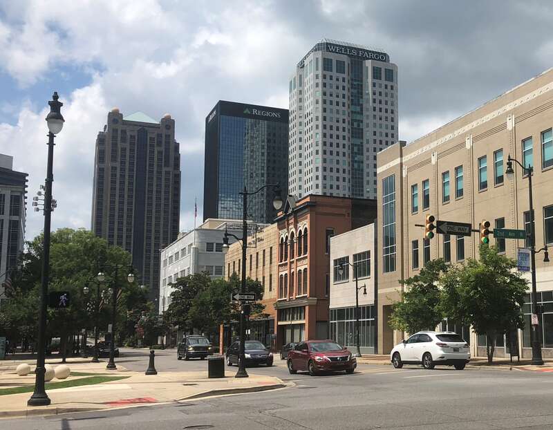 Downtown Birmingham, Alabama. Second Avenue North, and 19th Street North.