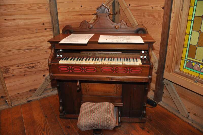Historic Spanish Point - Interior of Mary's Chapel
References
Burdett Organ Company. PumpOrganRestorations.com. &quot;... Riley Burdett, formerly Burditt, had been the head of J. Estey &amp;amp; Co.'s Chicago branch, Estey &amp;amp; Burdett. / In the 1866