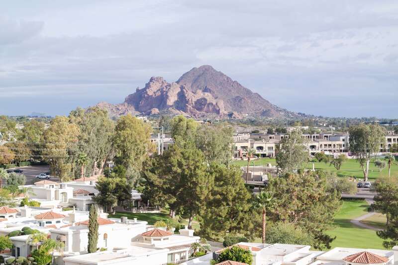 A view of Camelback Mountain seen from Wrigley Mansion