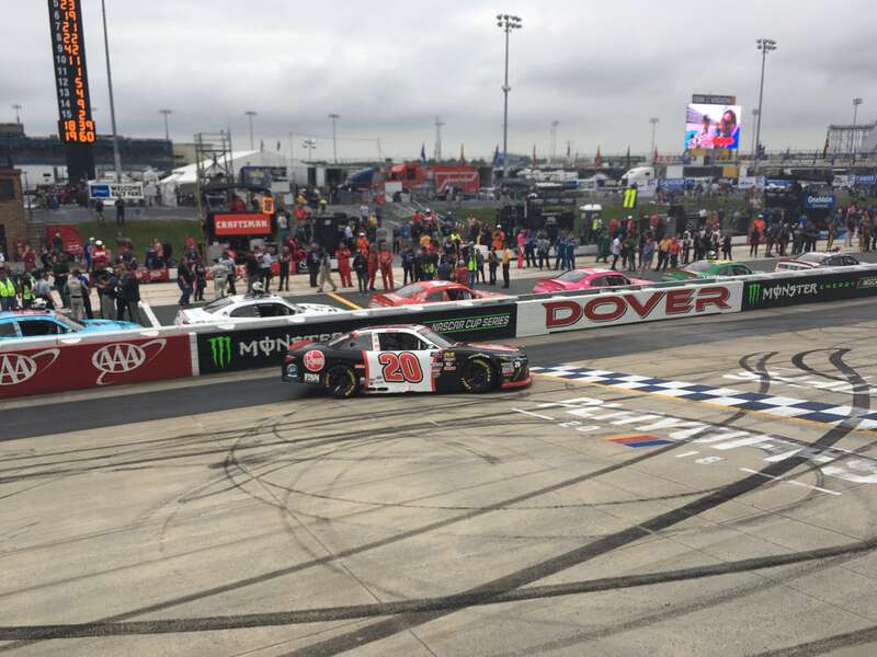 Christopher Bell (#20) on the frontstretch after winning the 2018 Bar Harbor 200 at Dover International Speedway.