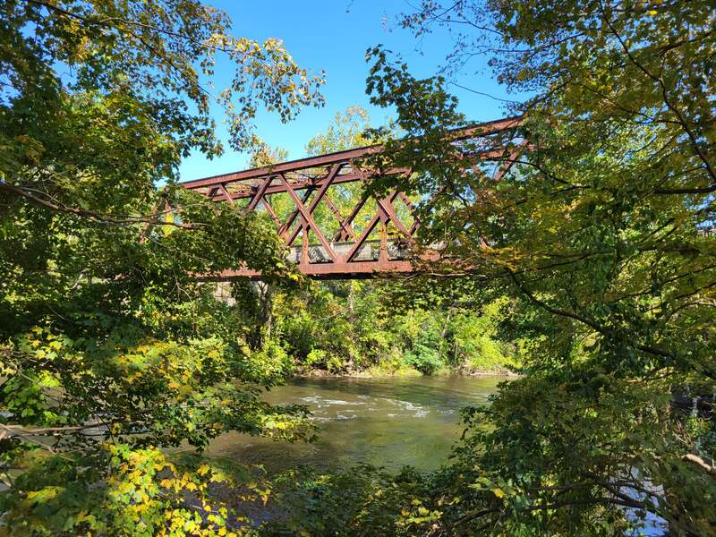 Farmington River Trail bridge over the Farmington River from below, Collinsville Connecticut